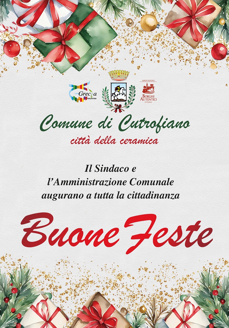 AUGURI DI BUONE FESTE A TUTTA LA CITTADINANZA DA PARTE DEL SINDACO E DELL’AMMINISTRAZIONE COMUNALE 