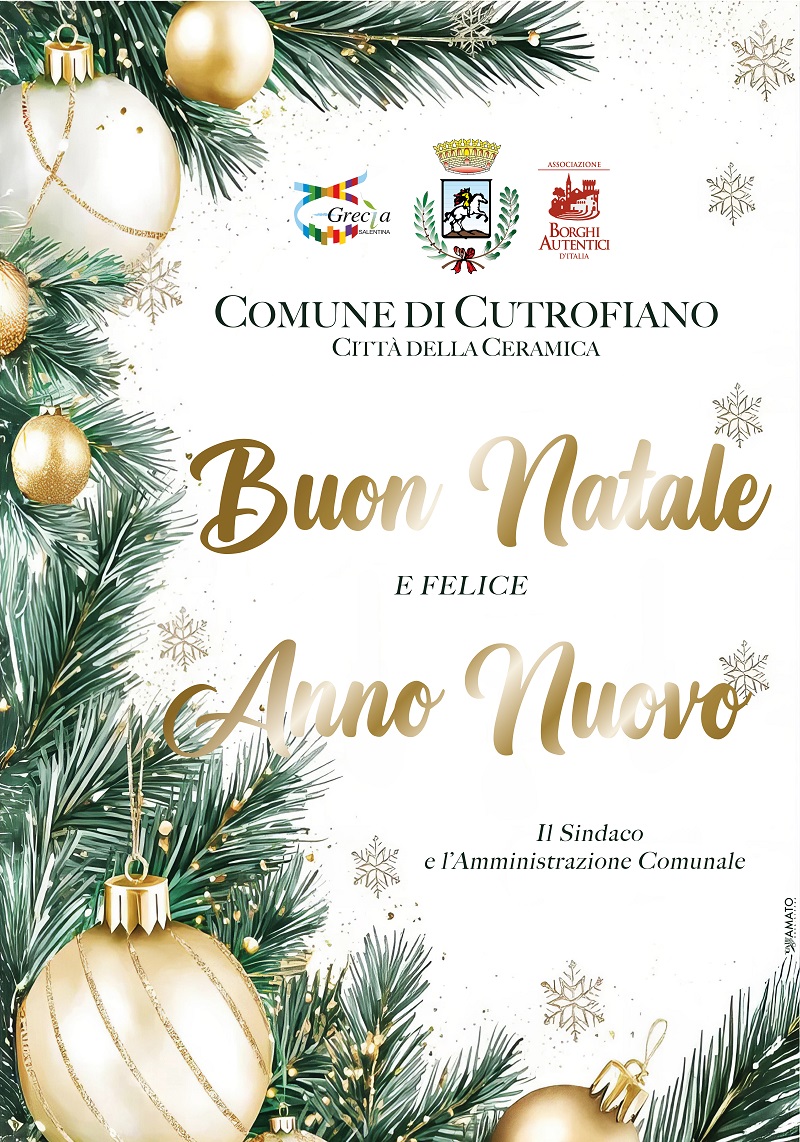 Il Sindaco e l'Amministrazione Comunale Augurano a tutti Buon Natale e Felice anno nuovo